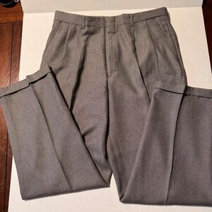 Ketch Mens Gray Pleated Dress Pants W36L32 Rayon‎ Polyester Blend Cuff hem